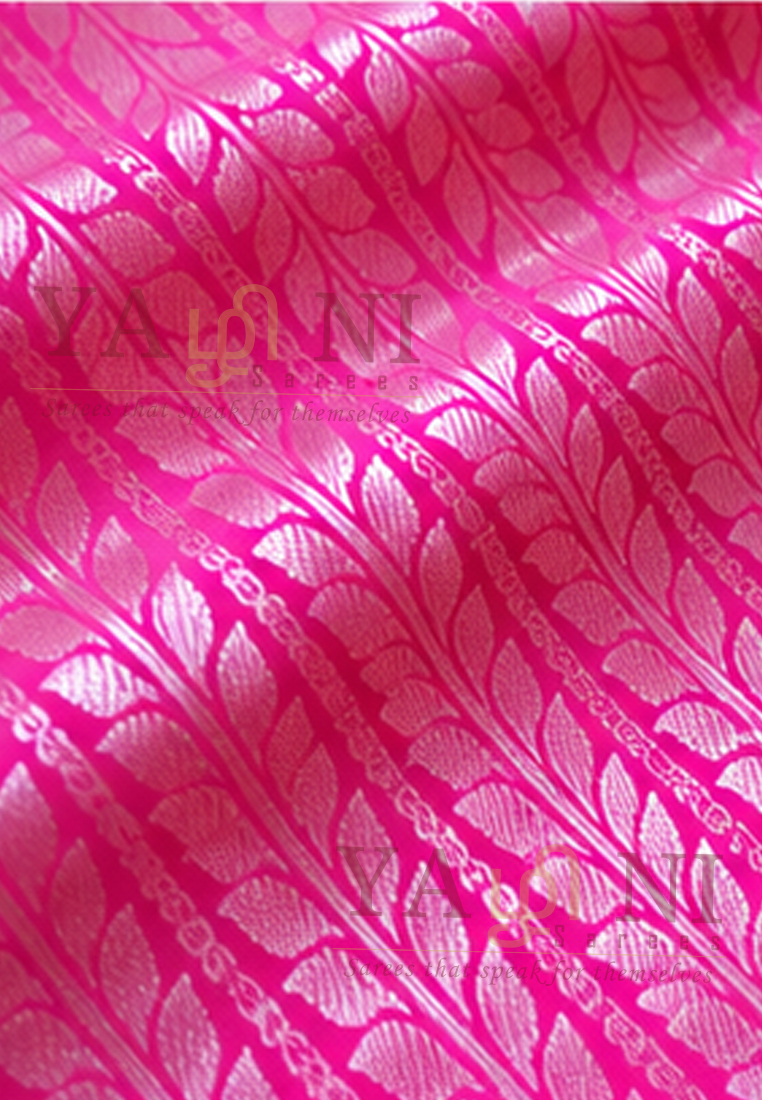 Radiant Yellow & Pink Soft Silk Saree with Silver Zari Weaving - Image 3