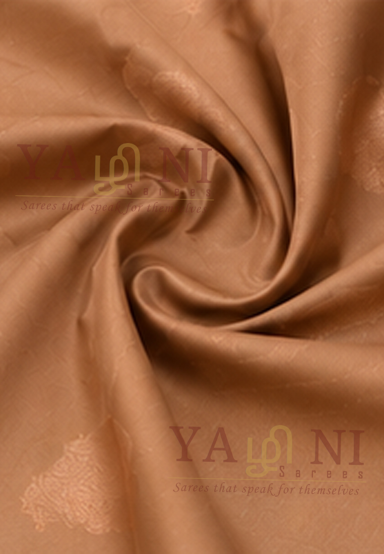 Coffee Brown Soft Silk Saree with Copper Zari Border - Image 4