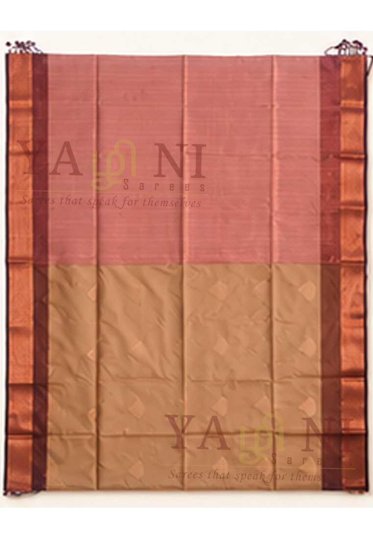 Coffee Brown Soft Silk Saree with Copper Zari Border