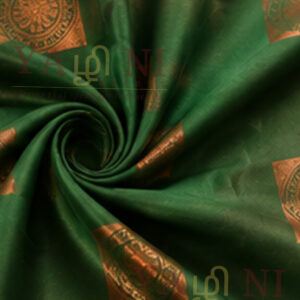 Emerald Green Soft Silk Saree with Pink Brocade Pallu & Antique Gold Motifs